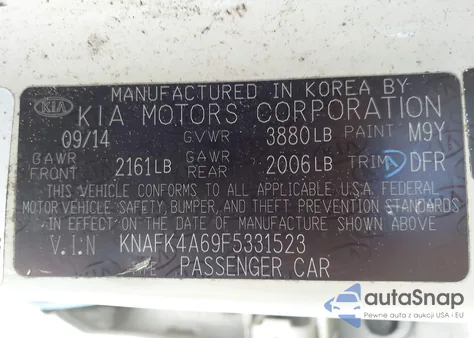 2015 Kia Forte Lx from USA, damaged, VIN KNAFK4A69F5331523